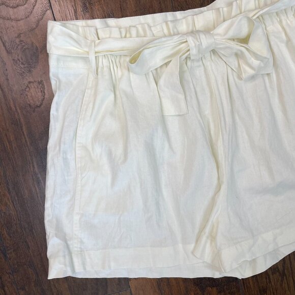 Ophelia Roe Paperbag Shorts 2X White Linen Blend Belted Women's - Picture 3 of 11